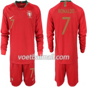 Goedkope Portugal RONALDO 7 Kids Thuistenue WK voetbal 2018 Lange Mouw
